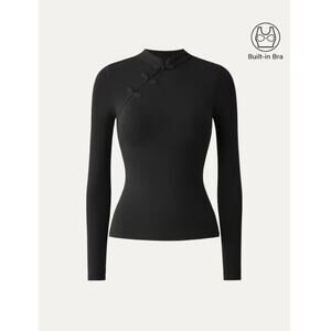 OGL Mandarin Collar Asymmetric Frog Button Brami Top SIZE S NWT